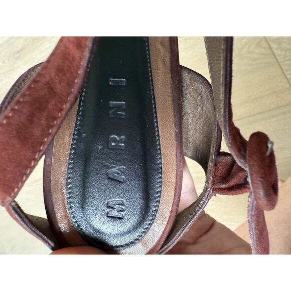 Marni Suede Brown Platform Sandals Size 40 US Size 9.5 - Picture 7 of 9